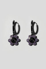 Black Happy Daisy Huggie Earring