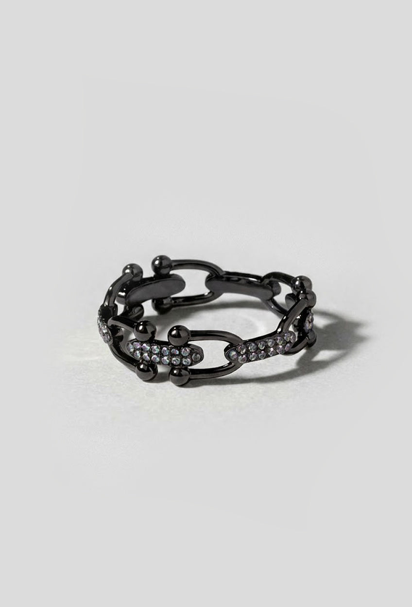 Black Gold Horsebit Ring
