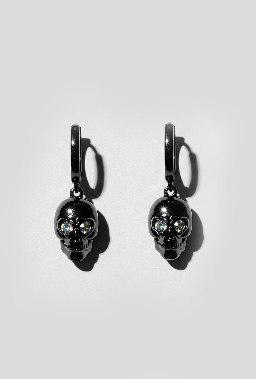 Black Skull Huggie Earring