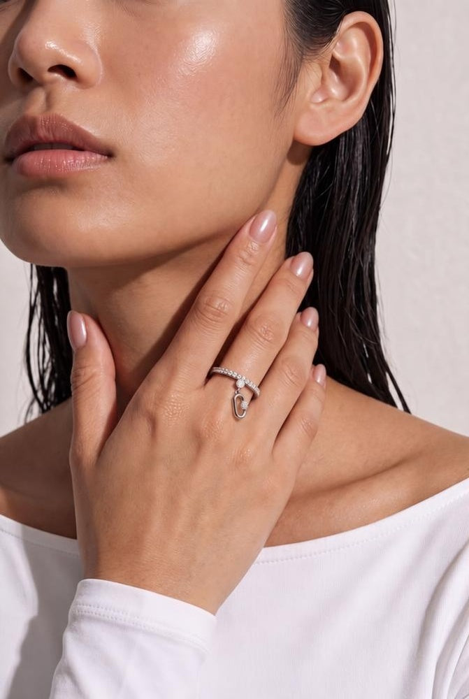 Broadway Sterling Silver Ring on model
