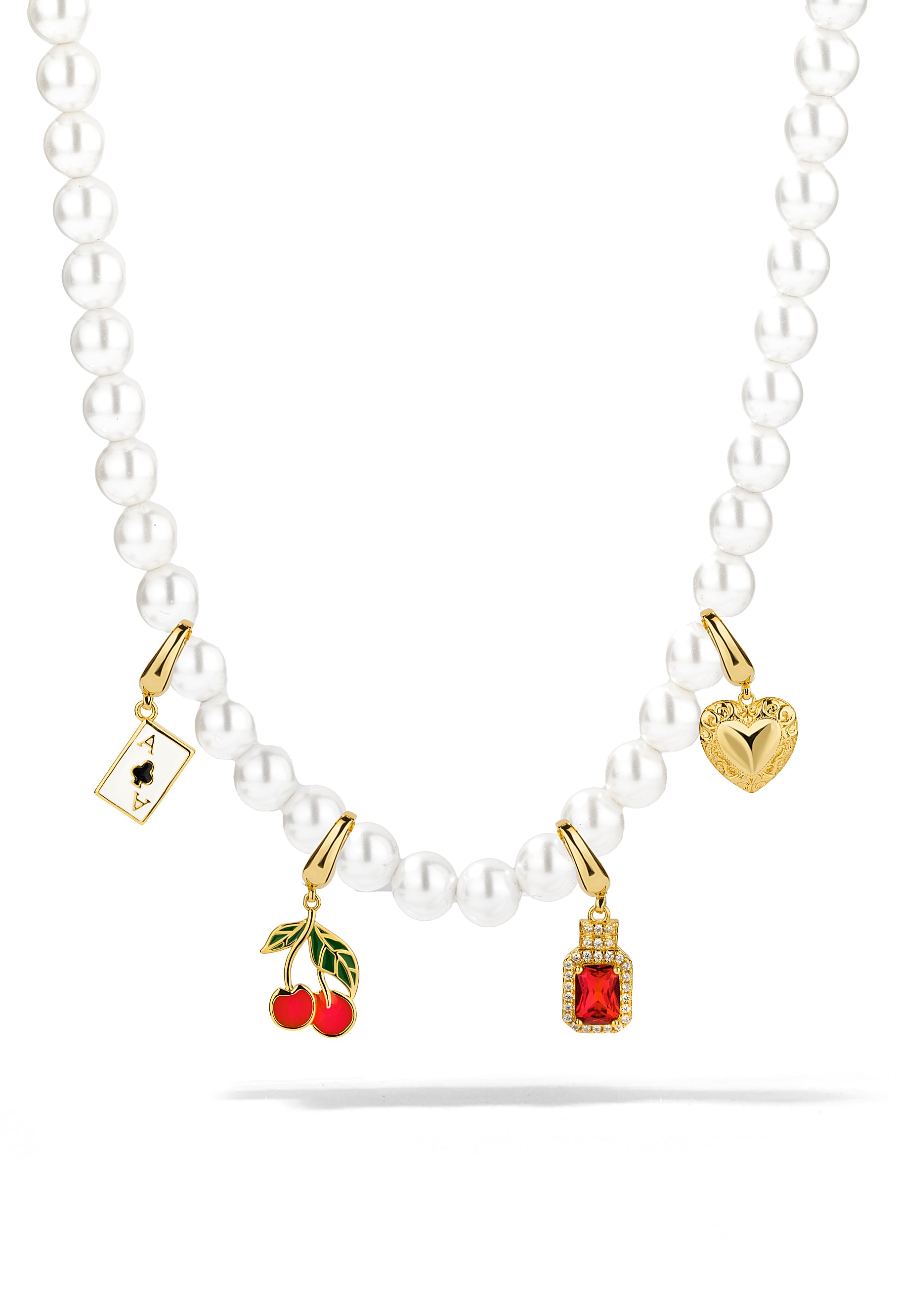 Ace High Pearl Charm Necklace Set