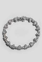 Heart Bezel Tennis Bracelet White Crystals