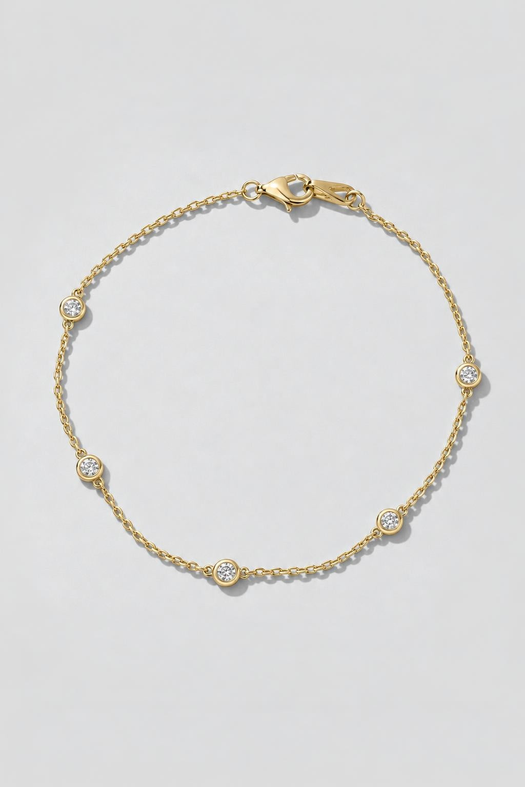 Diamond Bezel Bracelet | 14K Solid Gold