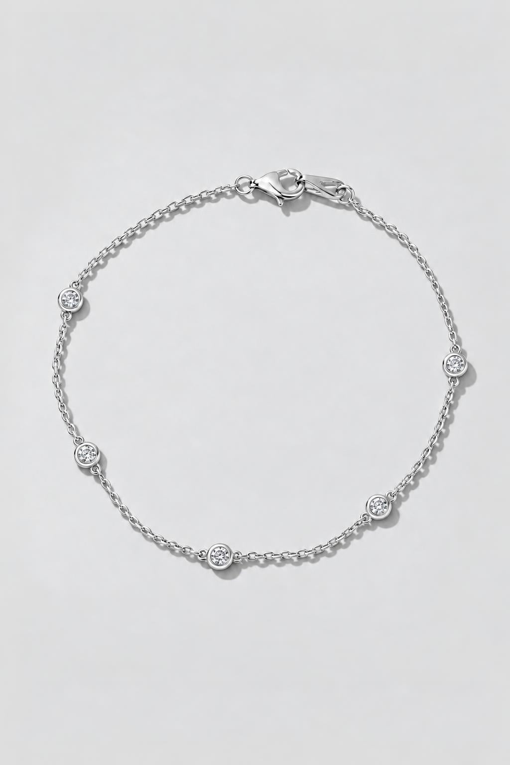 Diamond Bezel Bracelet | 14K Solid Gold Sterling Silver