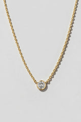 Diamond Bezel Solitaire Necklace | 14K Solid Gold .25ct
