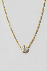 Diamond Bezel Solitaire Necklace | 14K Solid Gold .50ct
