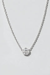 Diamond Bezel Solitaire Necklace | 14K Solid Gold Sterling Silver .50ct