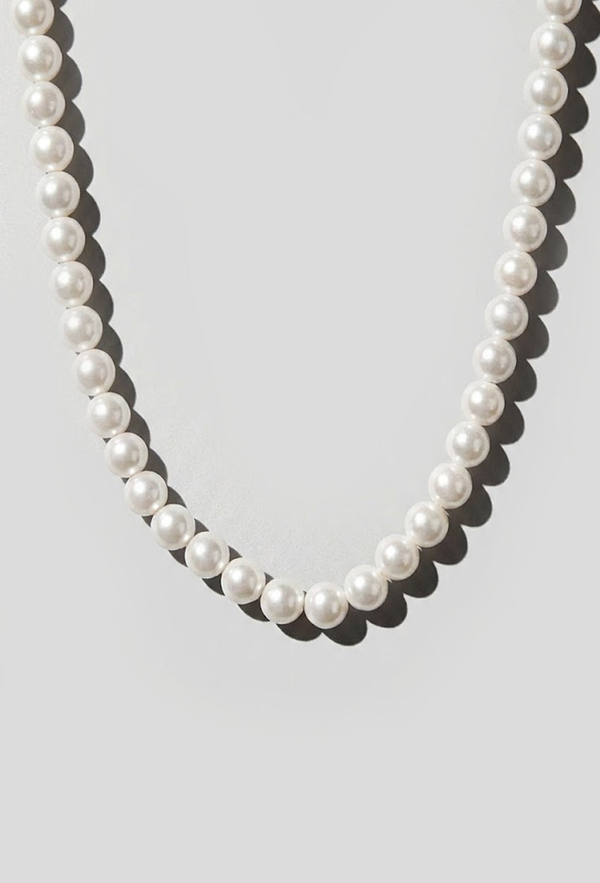 White Pearl Charm Necklace