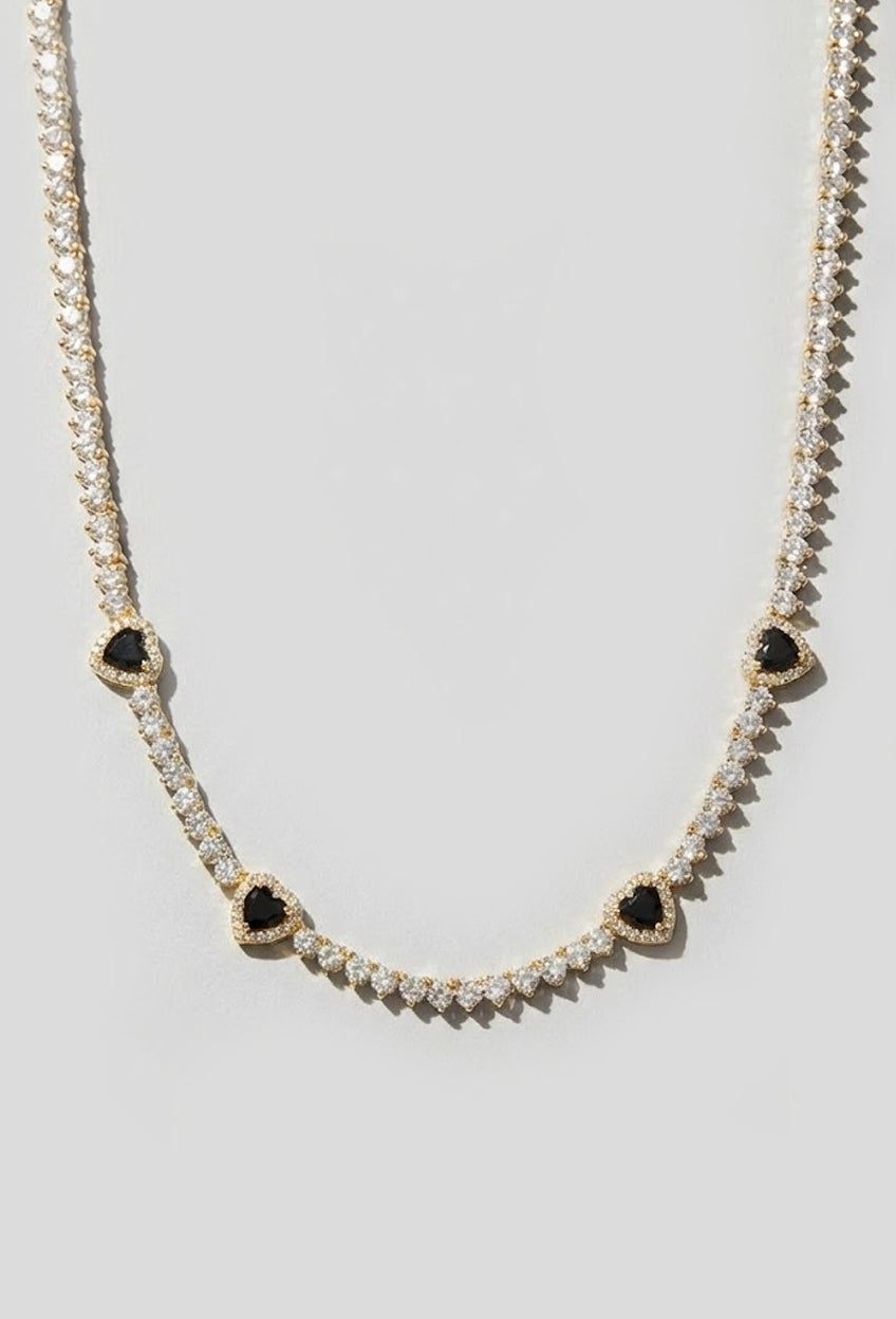 Black Heart Tennis Necklace