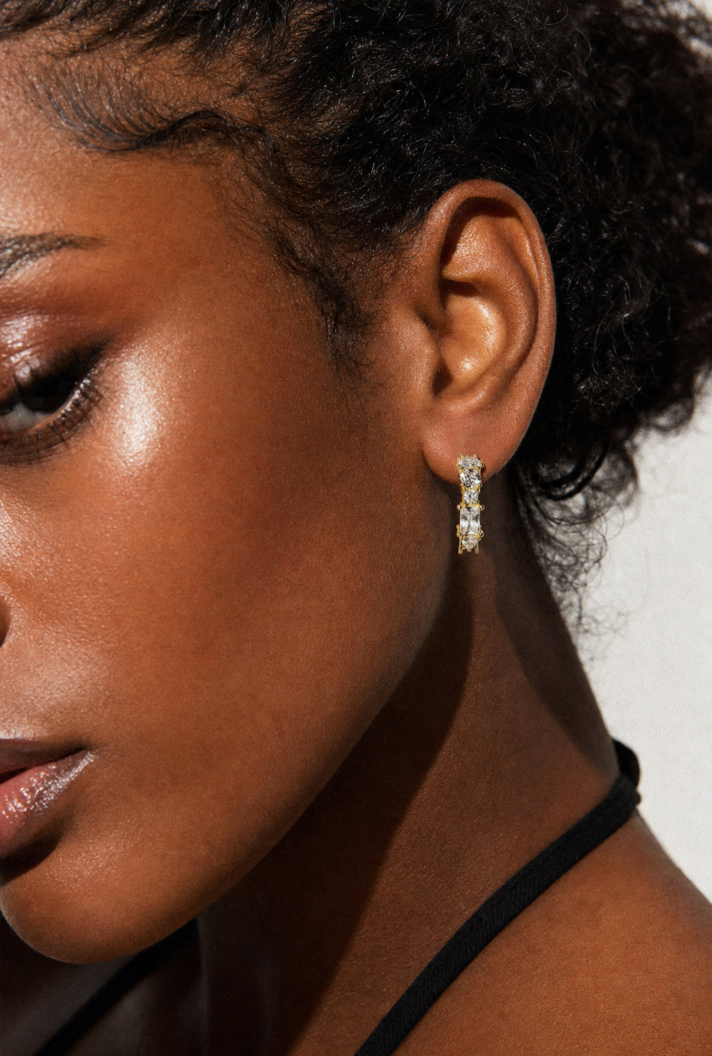 Gold Crystal Hoops