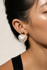 Large Pearl Heart Earrings
