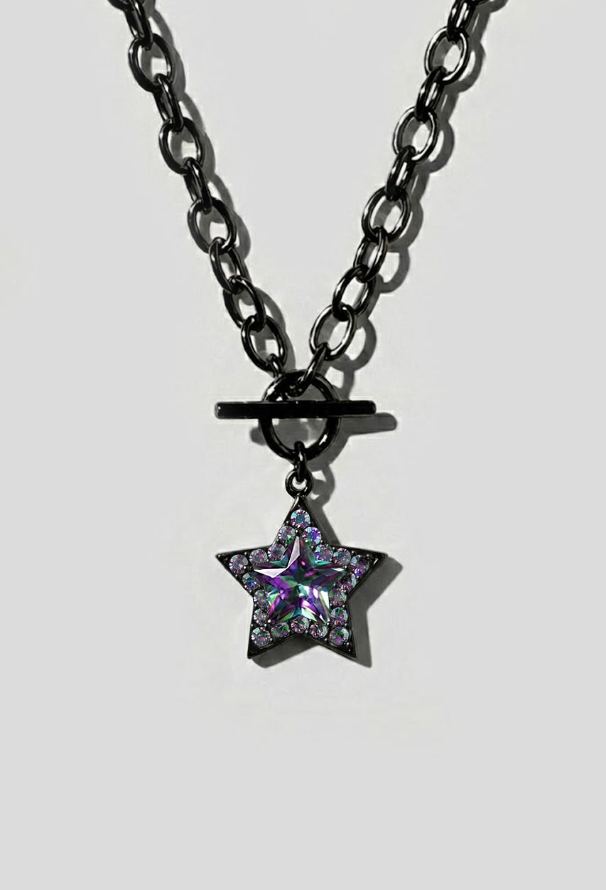 Mystic Black Star Toggle Chain Necklace