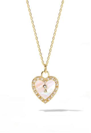 Mother of Pearl Heart Lock Necklace