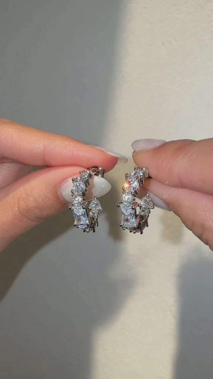 Silver Crystal Hoops