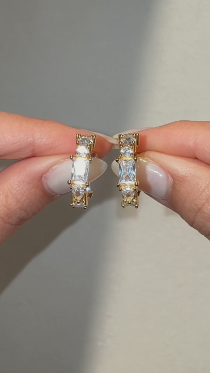 Gold Crystal Hoops