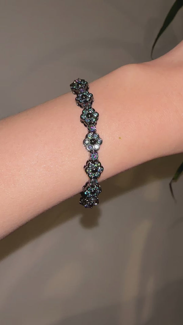 Mystic Topaz Bezel Flower Tennis Bracelet