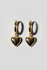 Puffed Heart Huggie Earring