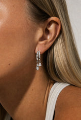 Silver Double Hoop Dangle Earrings