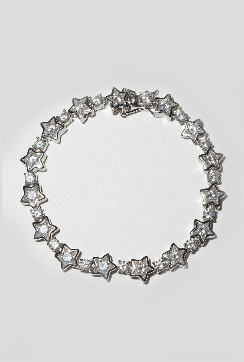 White Bezel Star Tennis Bracelet