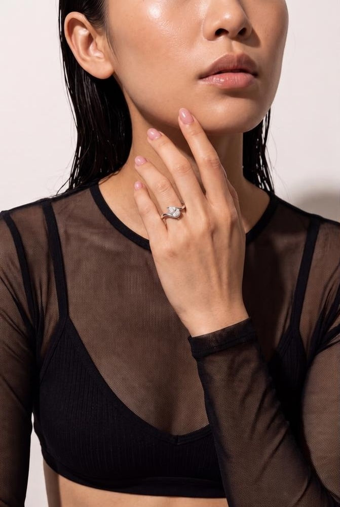 Slip Sterling Silver Ring on model