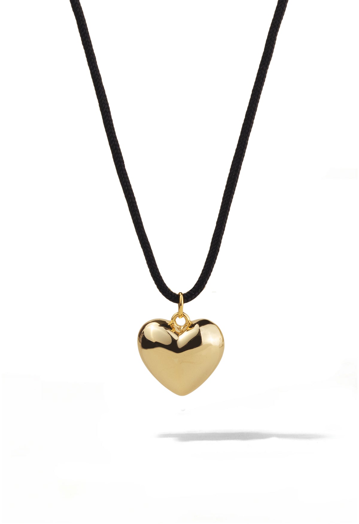 Gold Puffed Heart Cord Necklace | By Oomiay – Oomiay Jewelry