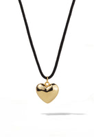 Gold Puffed Heart Cord Necklace
