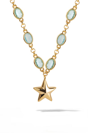 Puffed Star Crystal Link Necklace
